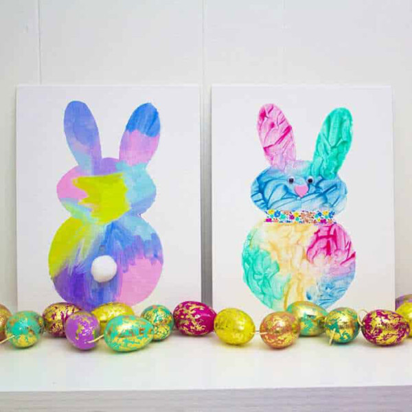 Easter bunny paintings for kids and toddlers