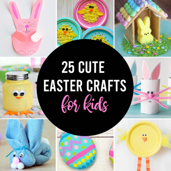 collage of 25 cute Easter crafts for kids