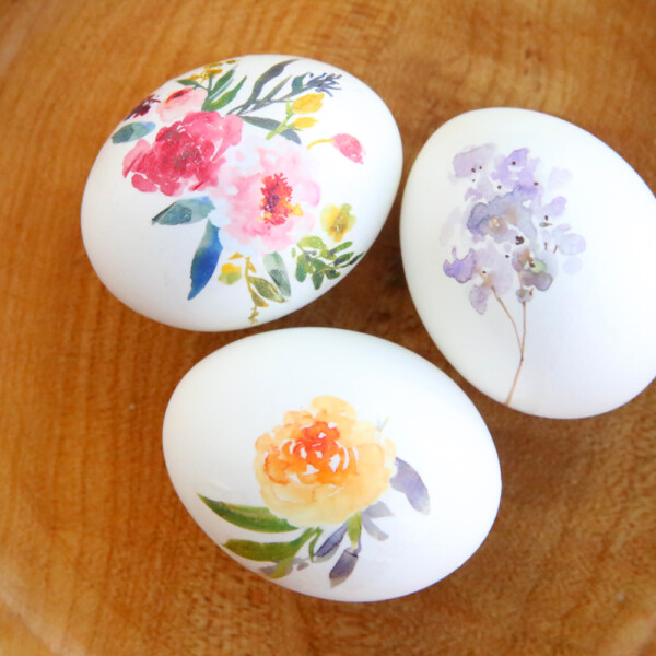 Easter eggs with pretty floral designs on them