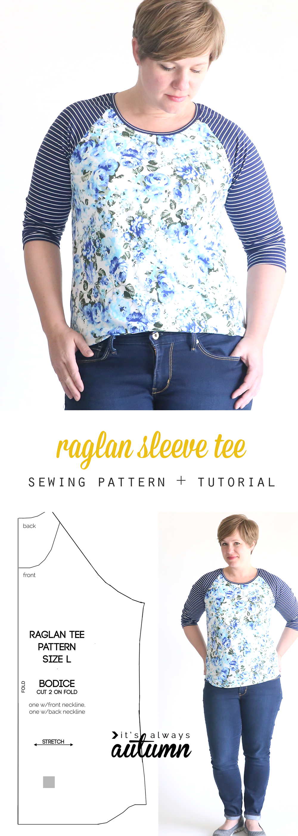 free raglan tee shirt sewing pattern women's size large - It's Always Autumn
