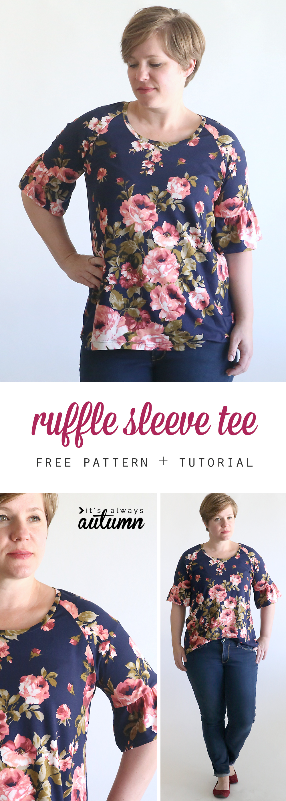 pretty ruffle sleeve raglan tee sewing tutorial - It's Always Autumn