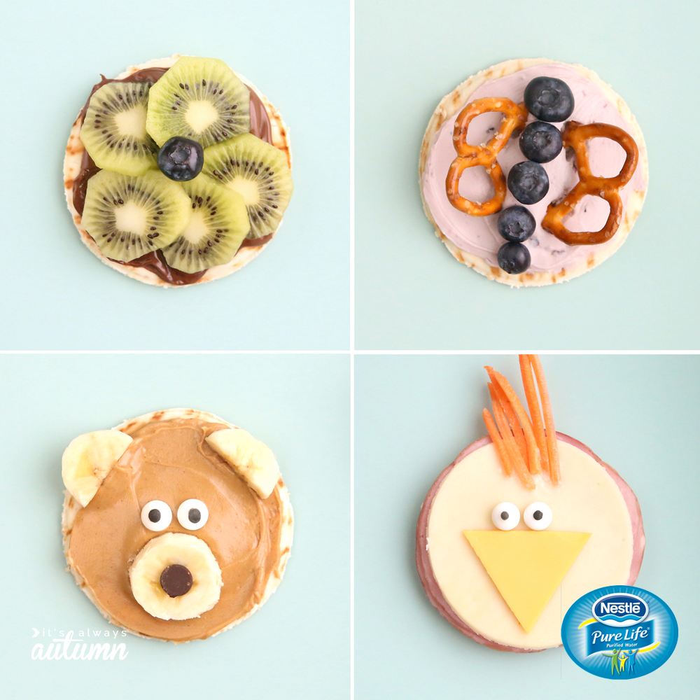 Collage of silly snacks for kids