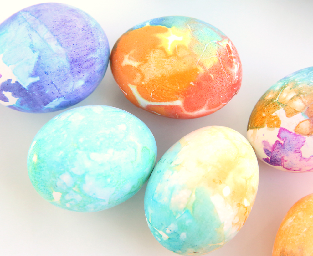 Easter eggs dyed many different colors