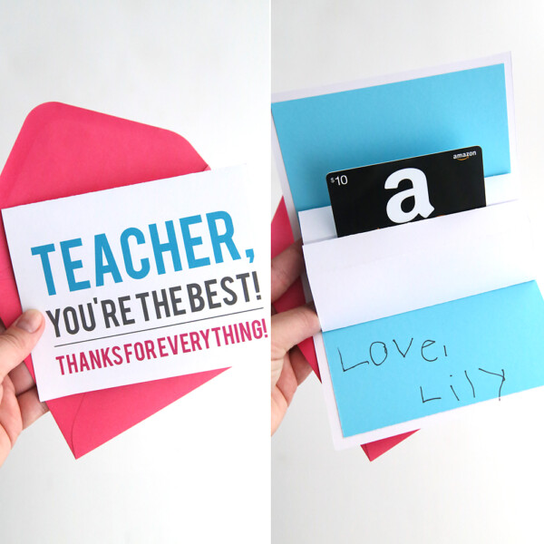 Pop up gift card holder for teacher appreciation