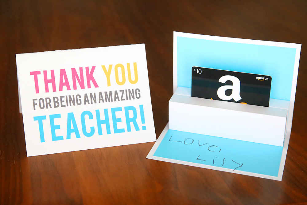 Pop up gift card holder for teacher appreciation