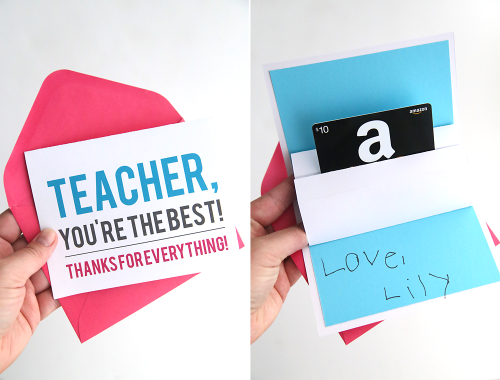 Pop up gift card holder for teacher appreciation