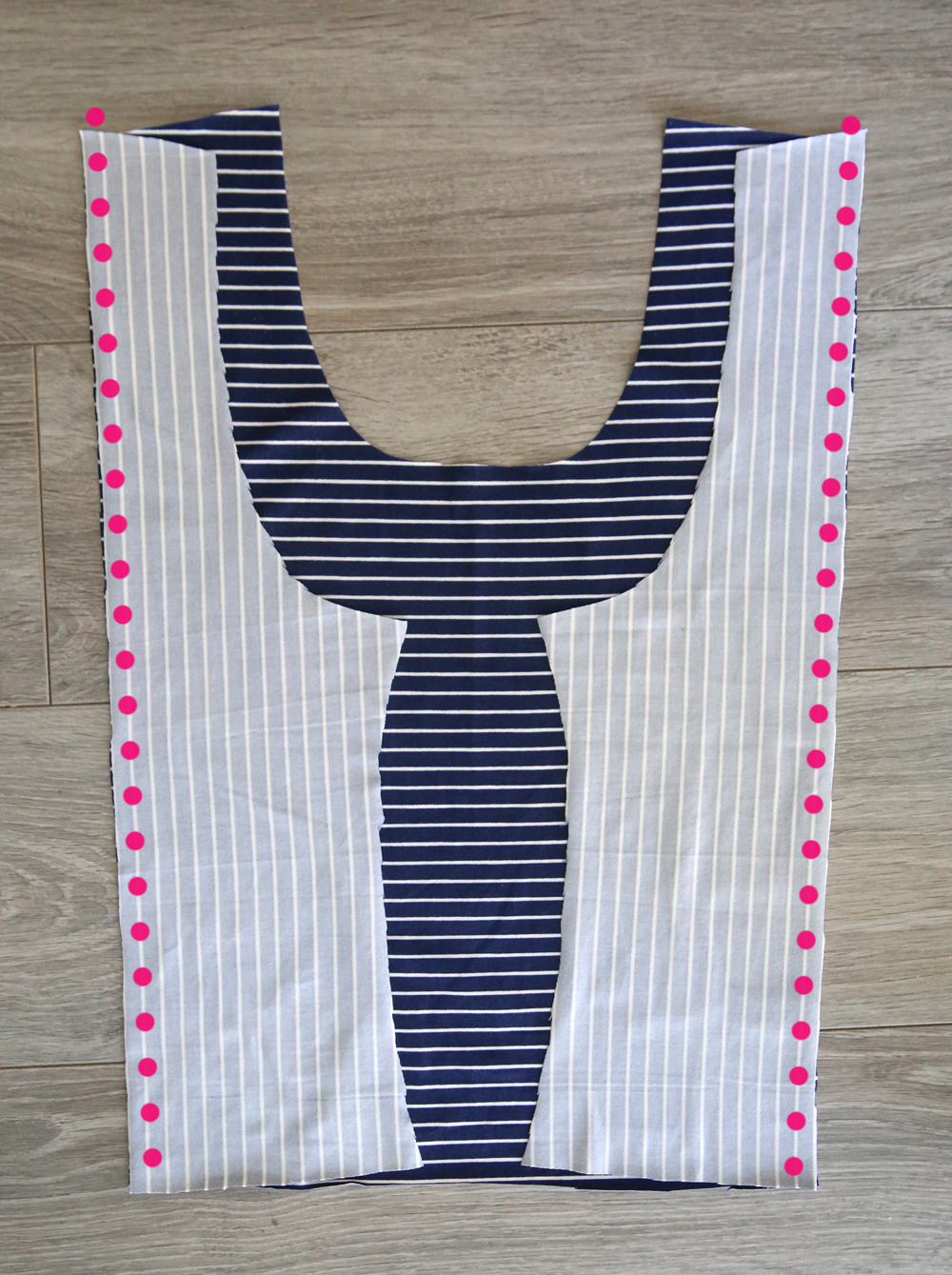 Front bodice pieces with seams marked