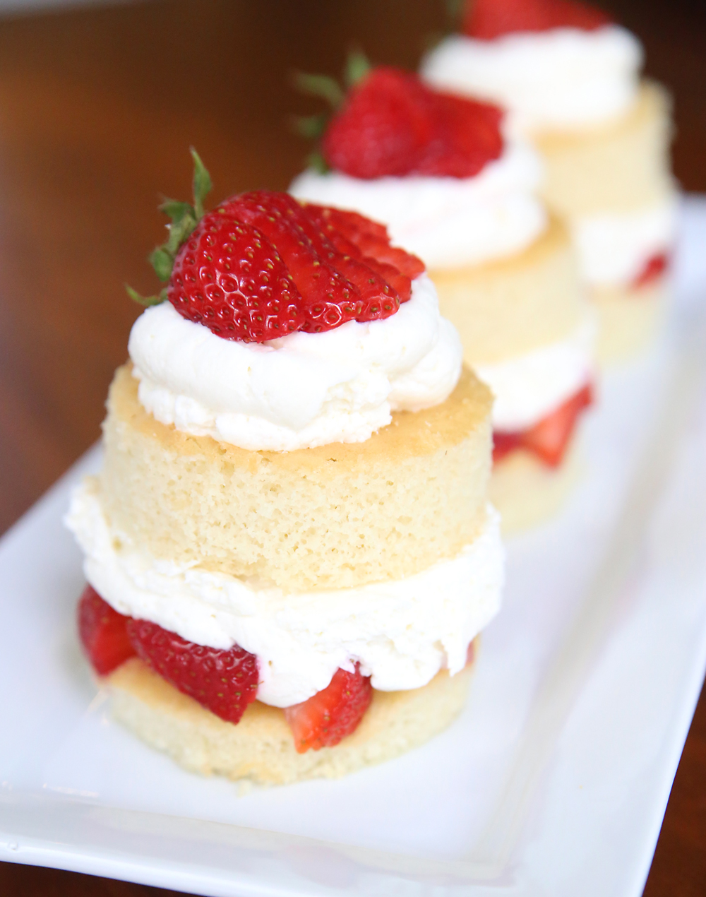 Strawberry shortcake, layers of cake, strawberries and white chocolate cream