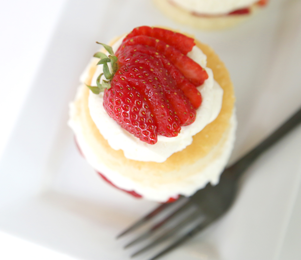 Strawberry shortcake with slice strawberry on top