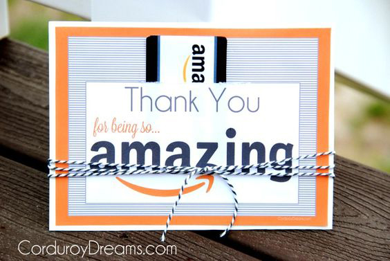 Gift card holder that says thank you for being so amazing