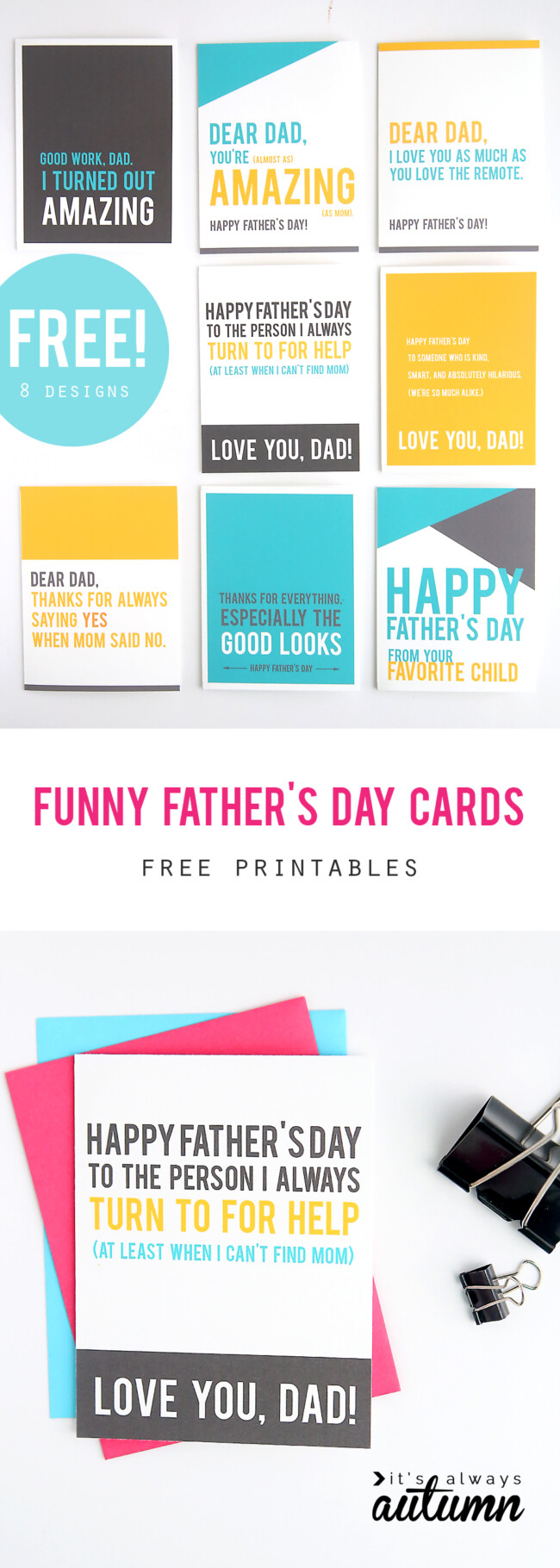 FUNNY father's day cards you can print at home - It's Always Autumn