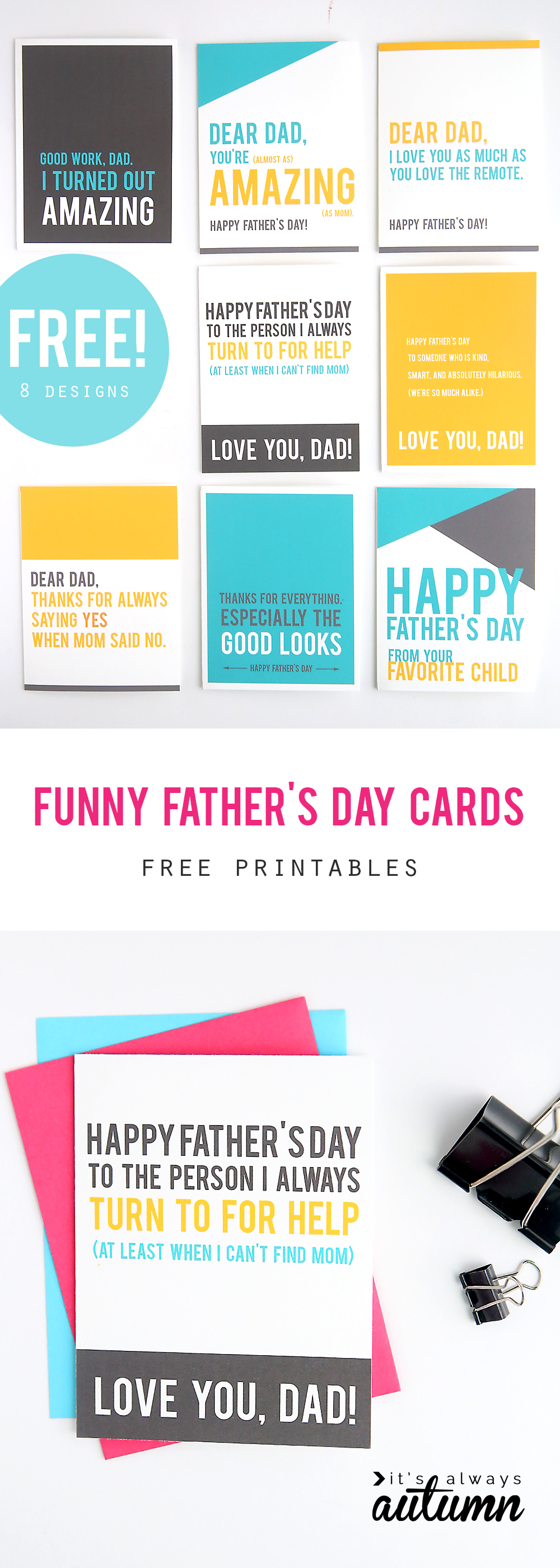 Collage of printable Father\'s Day cards