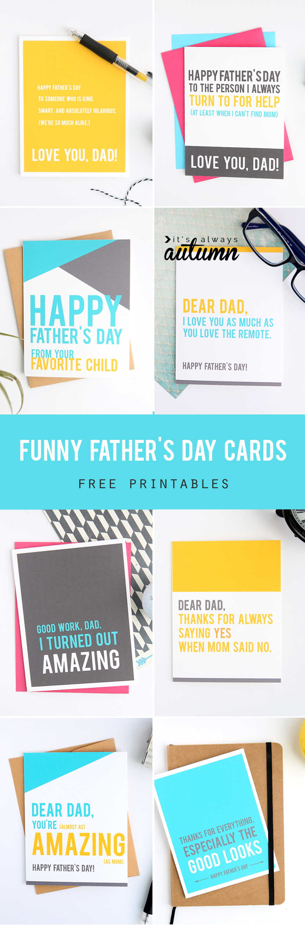Collage of printable Father\'s Day cards
