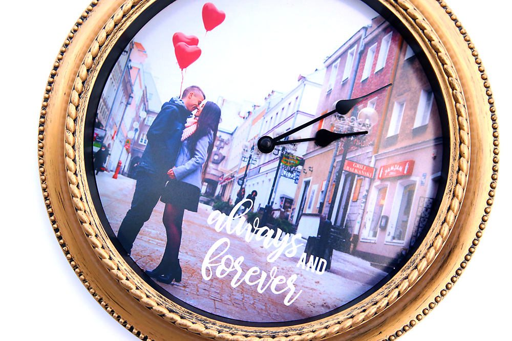DIY photo clock with photo added behind the clock hands