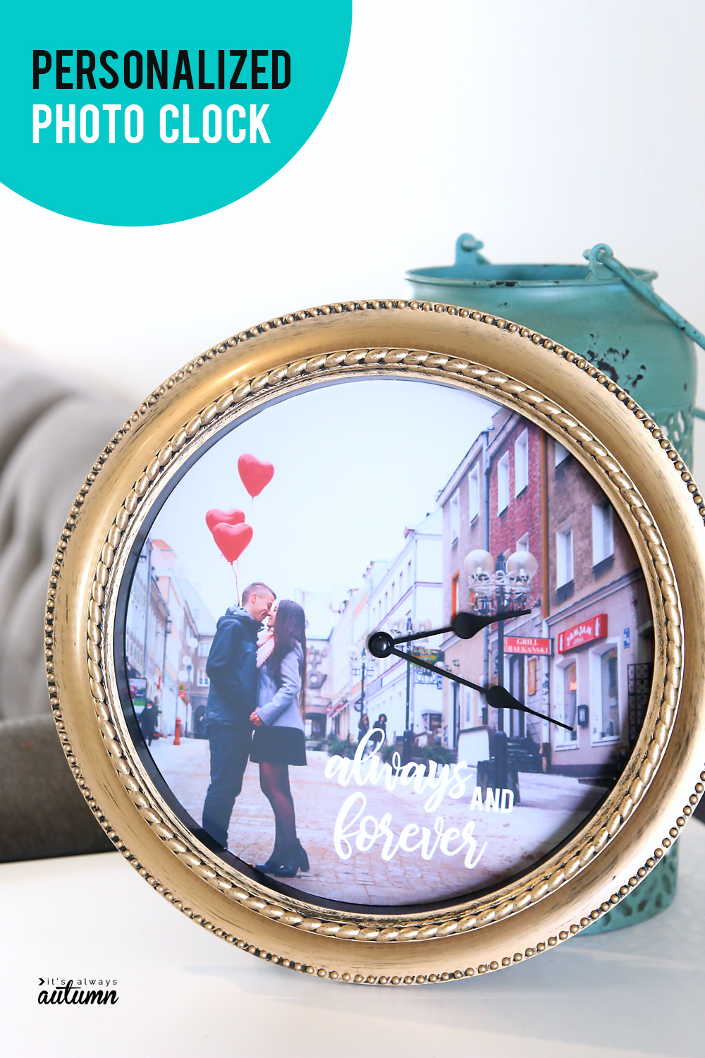 A personalized photo clock makes a great gift! DIY gift idea. Easy photo craft.