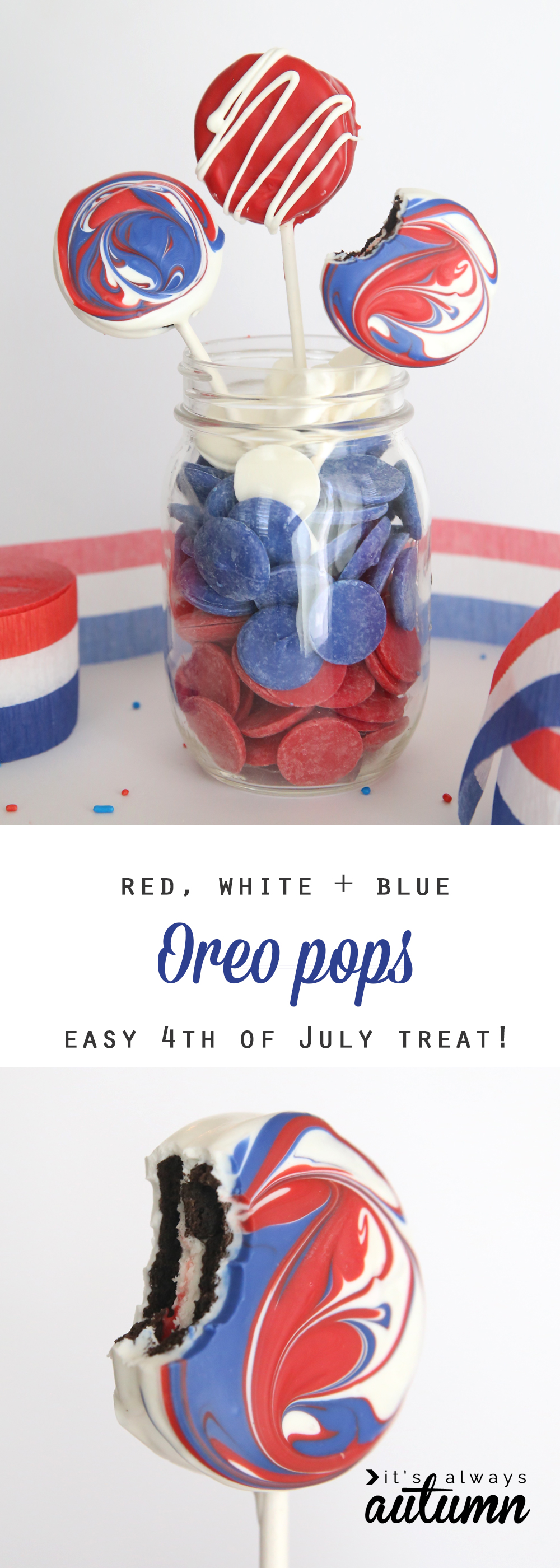 Red white and blue Oreo pops for the 4th of July