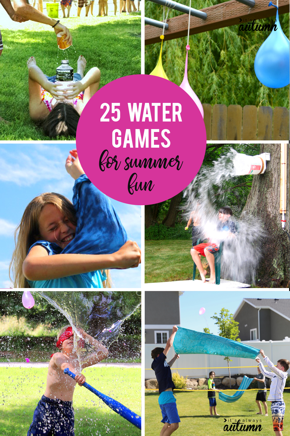 25 water games for tons of fun this summer! Perfect for parties, family reunions, VBS, and more.