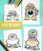 Monster Coloring Pages {Folding Surprise!} - It's Always Autumn