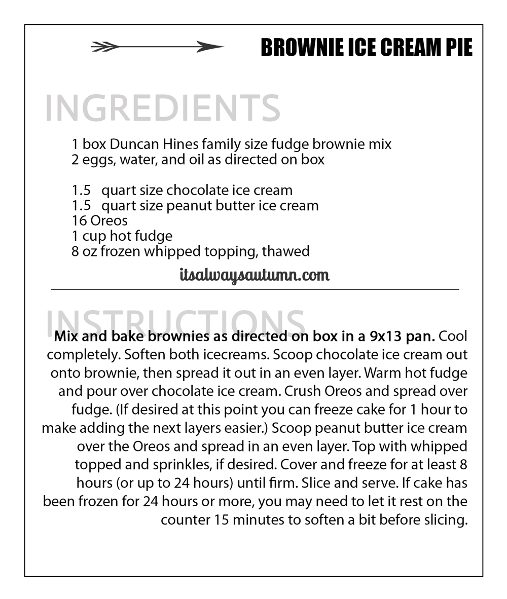 Brownie bottom ice cream cake recipe - It's Always Autumn