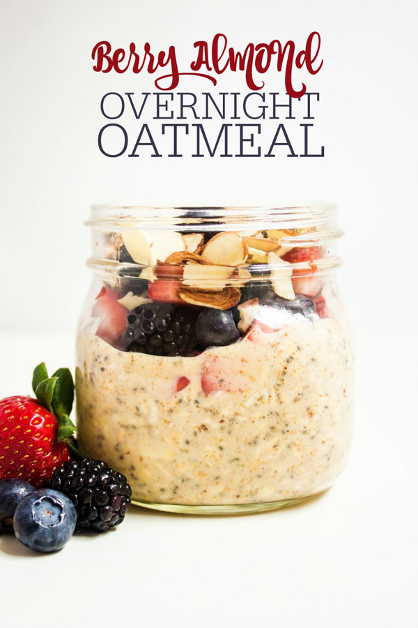 Overnight oatmeal in a jar topped with fruit