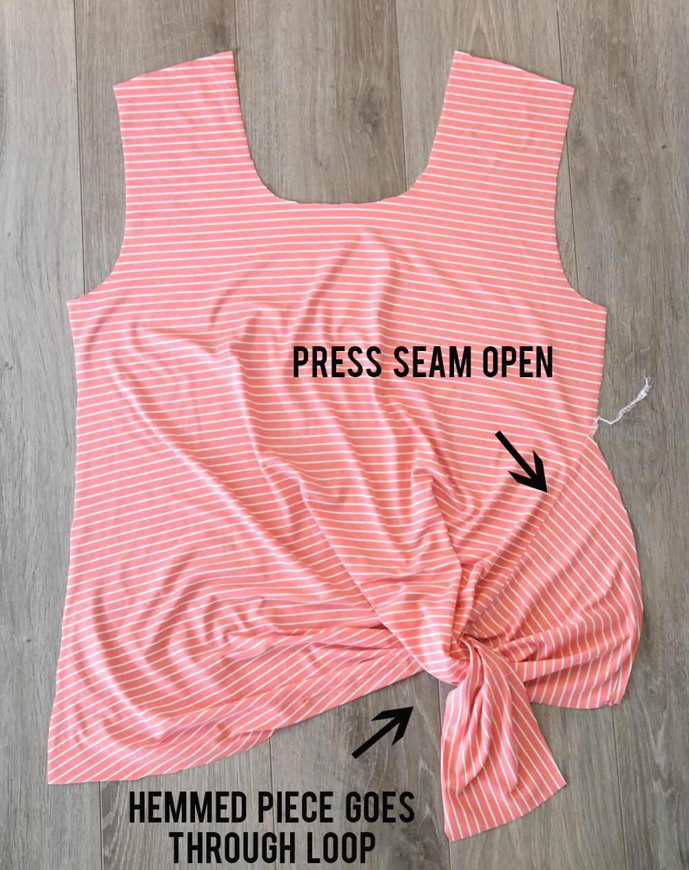 Shirt front piece; press seam open