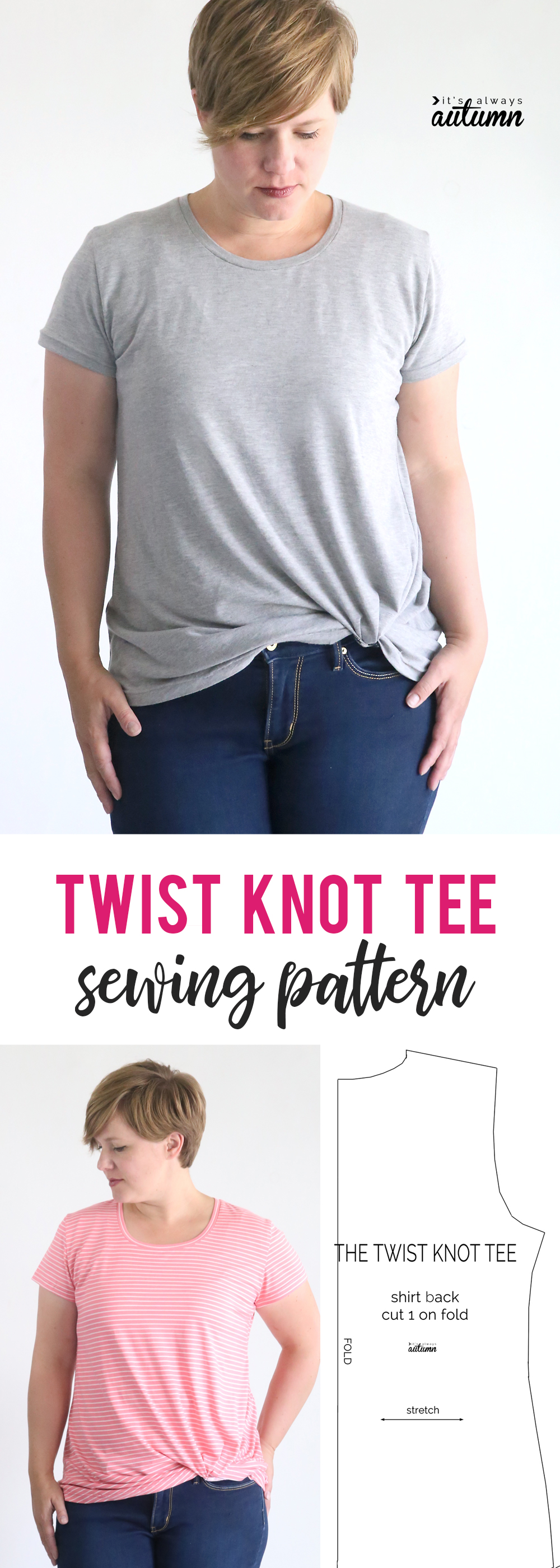 the twist knot tee free sewing pattern - It's Always Autumn