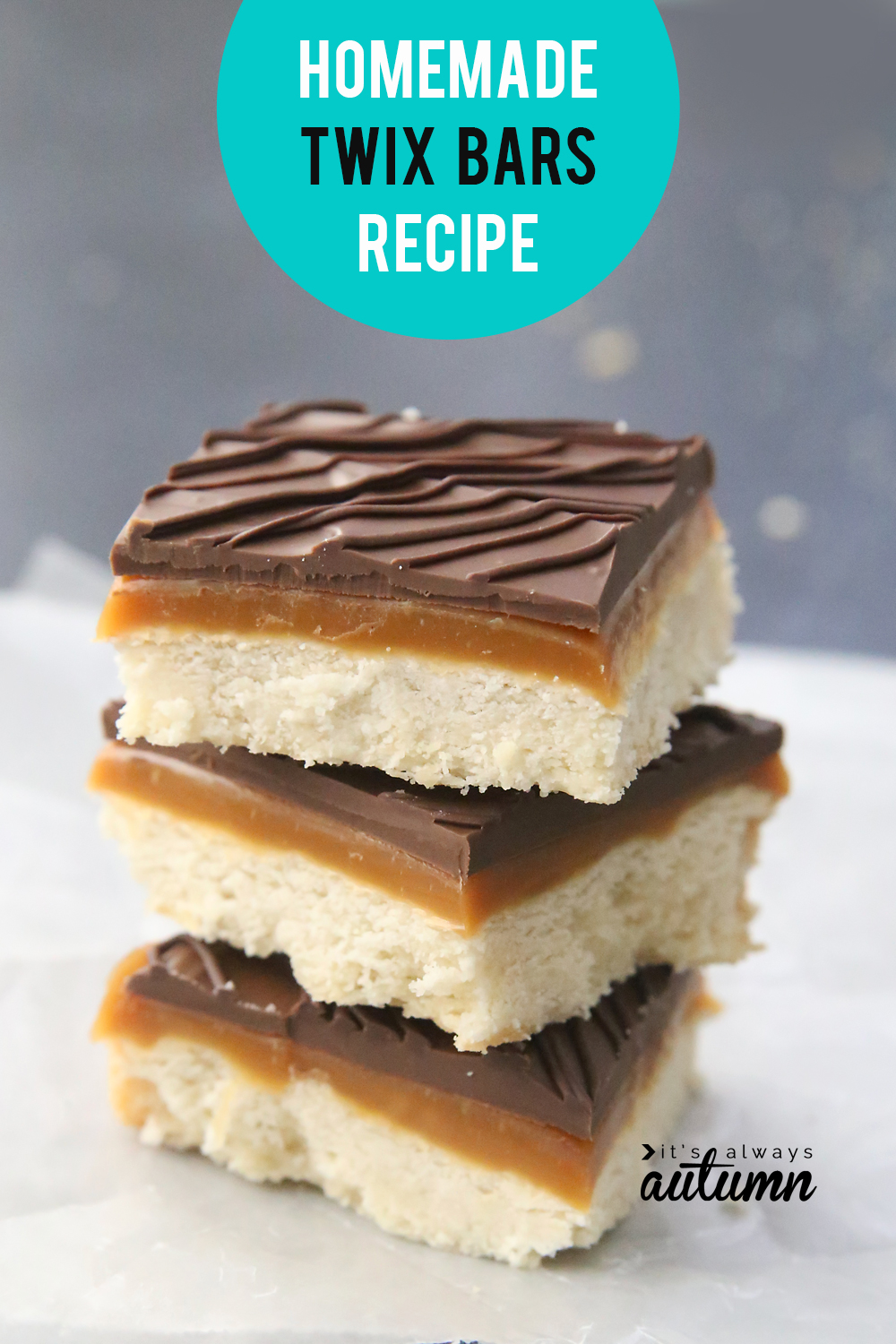 These homemade twix bars are amazing! Crunchy shortbread, smooth caramel, and delicious chocolate. Easy copycat twix recipe. Millionaire shortbread.