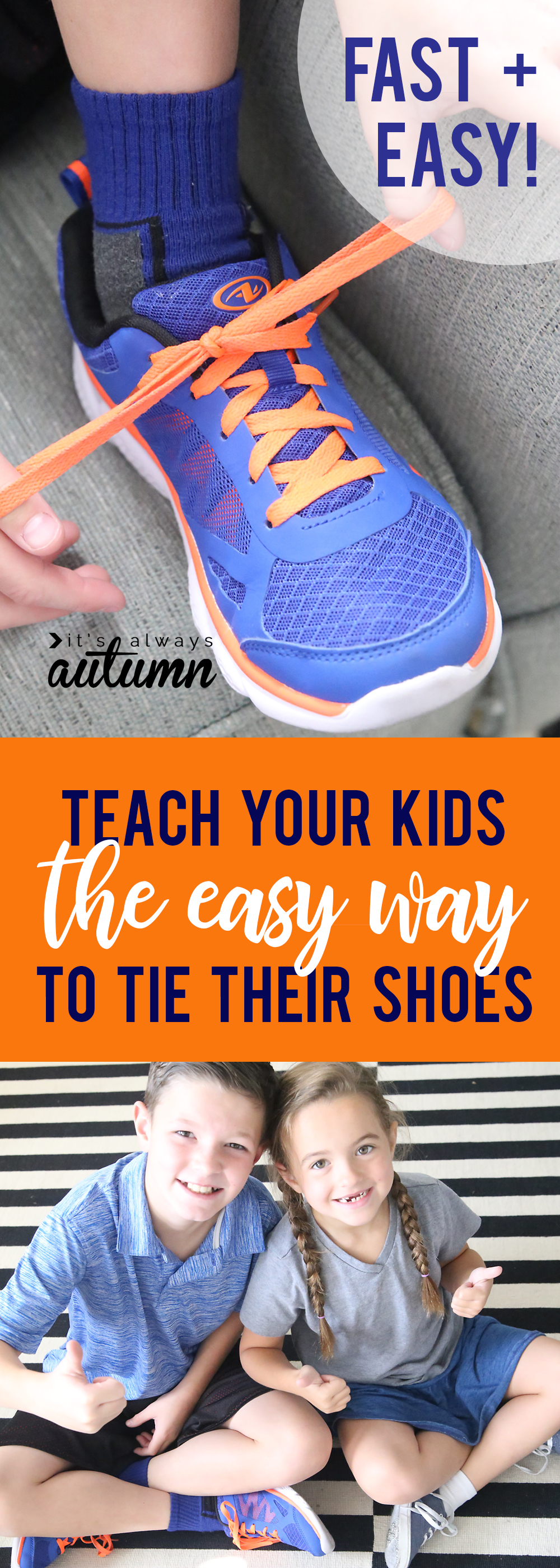 This is the best shoe tying hack ever! Teach your kids the fast and easy way to tie their shoes. It takes about 2 seconds!