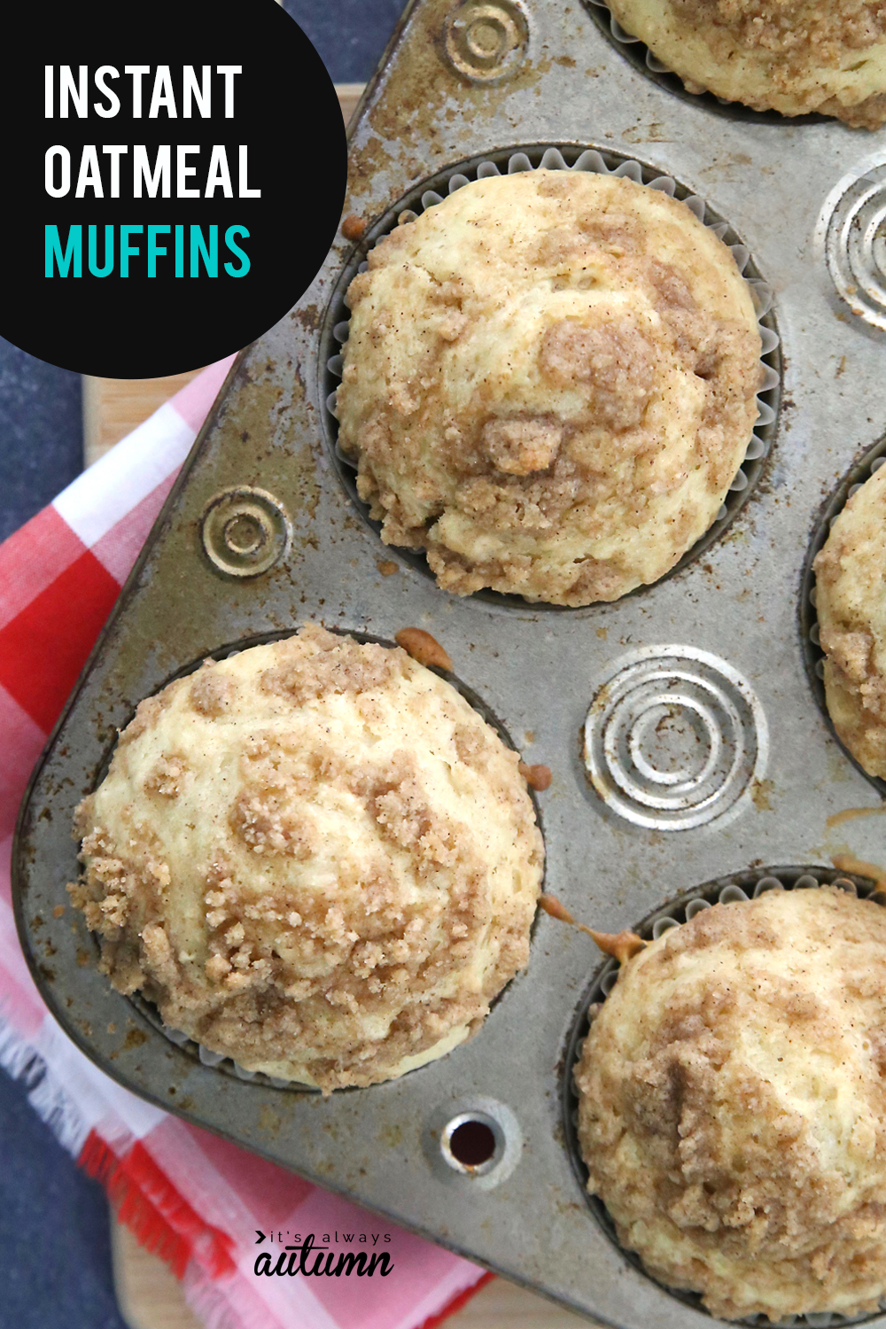 Instant oatmeals muffins are an easy, delicious breakfast! Quick homemade muffin recipe.