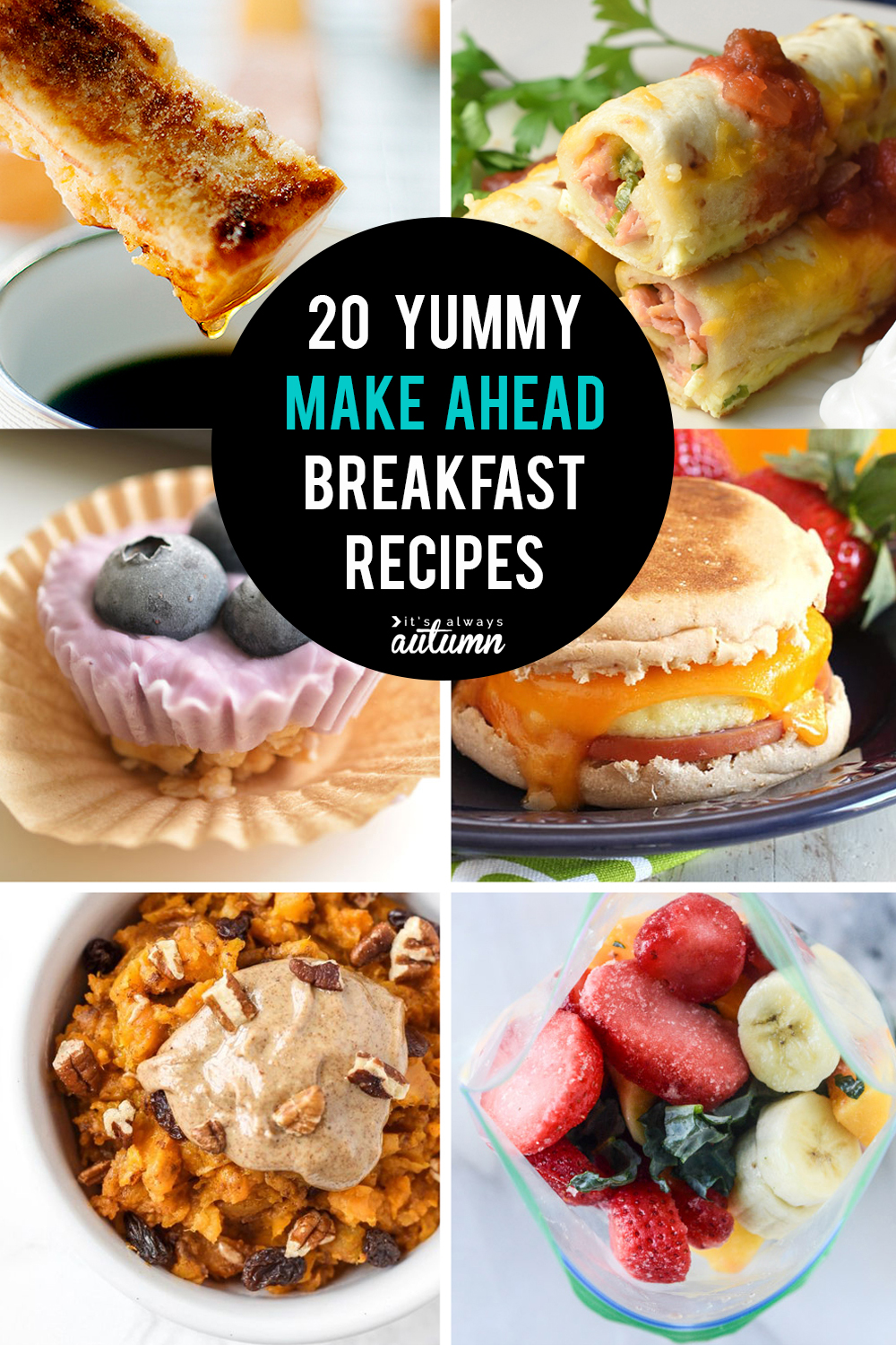 Make ahead breakfast recipes will save your sanity on busy school mornings! 20 great breakfast ideas you can make in advance your kids will love.