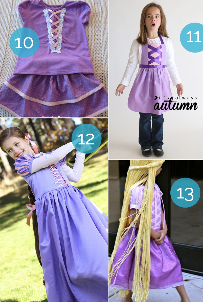 Best tutorials for a DIY Rapunzel costume. Great ideas for Halloween or dress up!