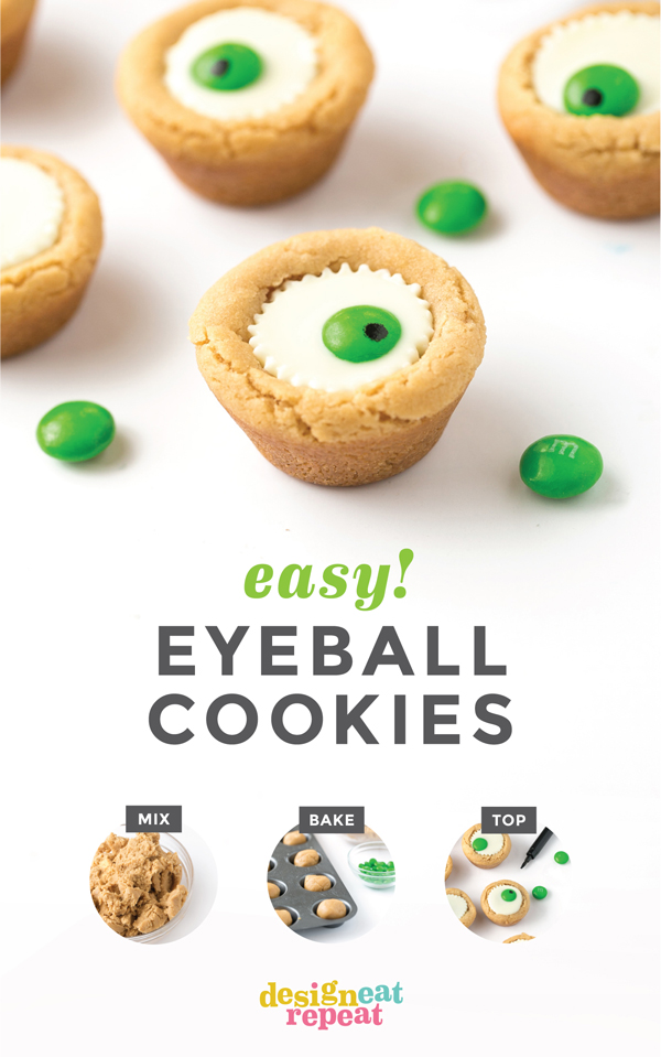 Easy eyeball cookies baked in mini muffin shape