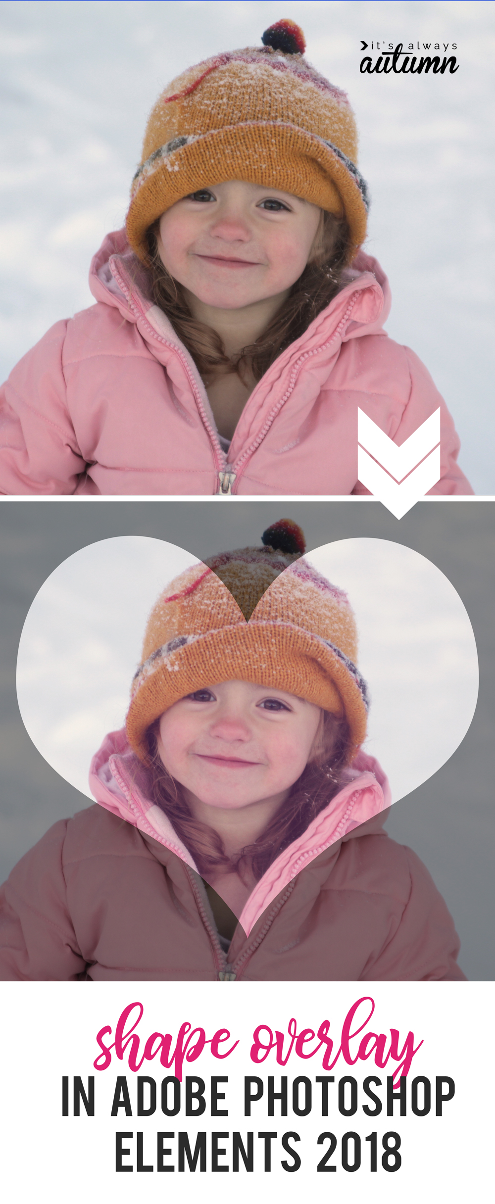 How to add a shape overlay to a photo using Photoshop Elements 2018 - easy photo editing tip.