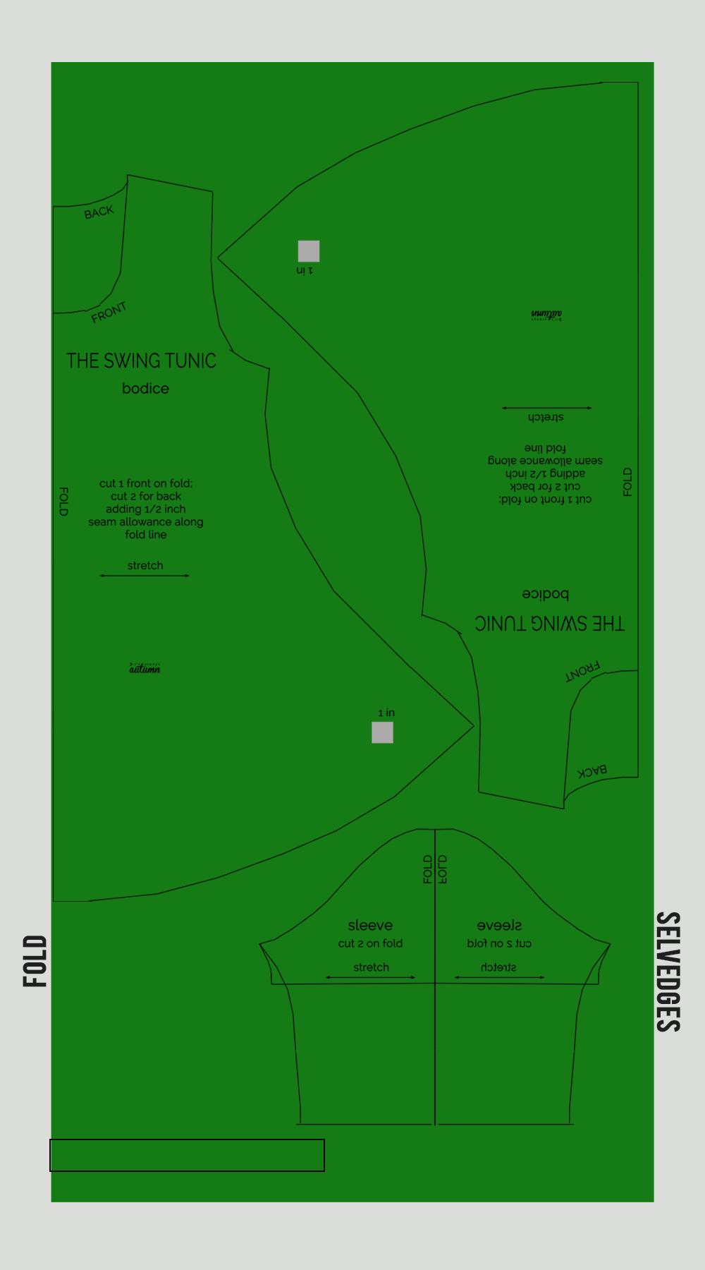 Swing tunic sewing pattern cutting diagram