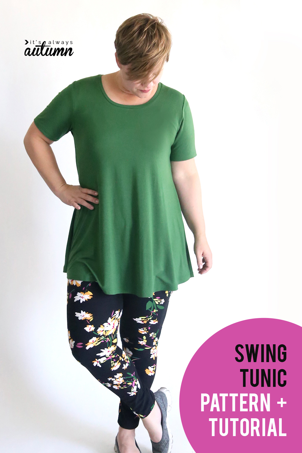 Sew up a cute swing tunic to wear with your favorite leggings this fall! Easy sewing pattern and tutorial.