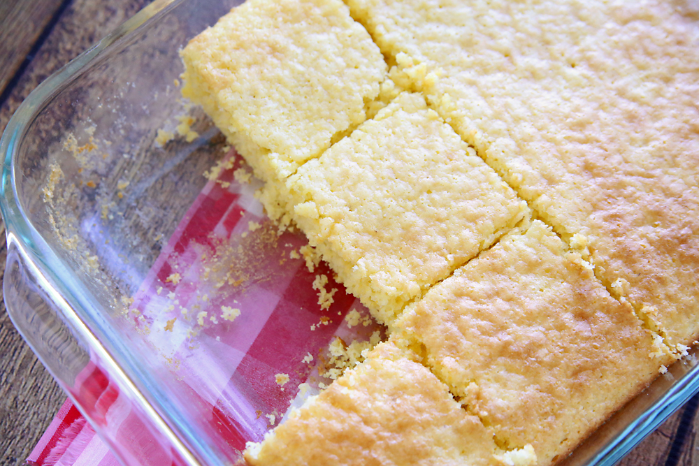 Cornbread in a 9x13 glass pan