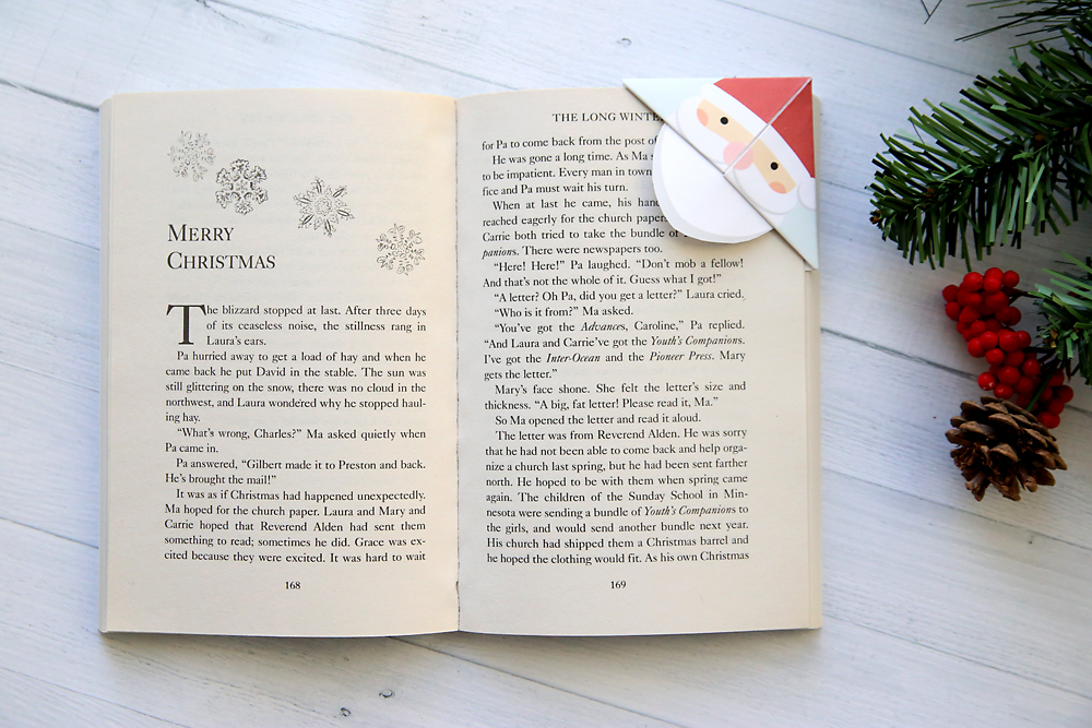 Santa corner bookmark on a book