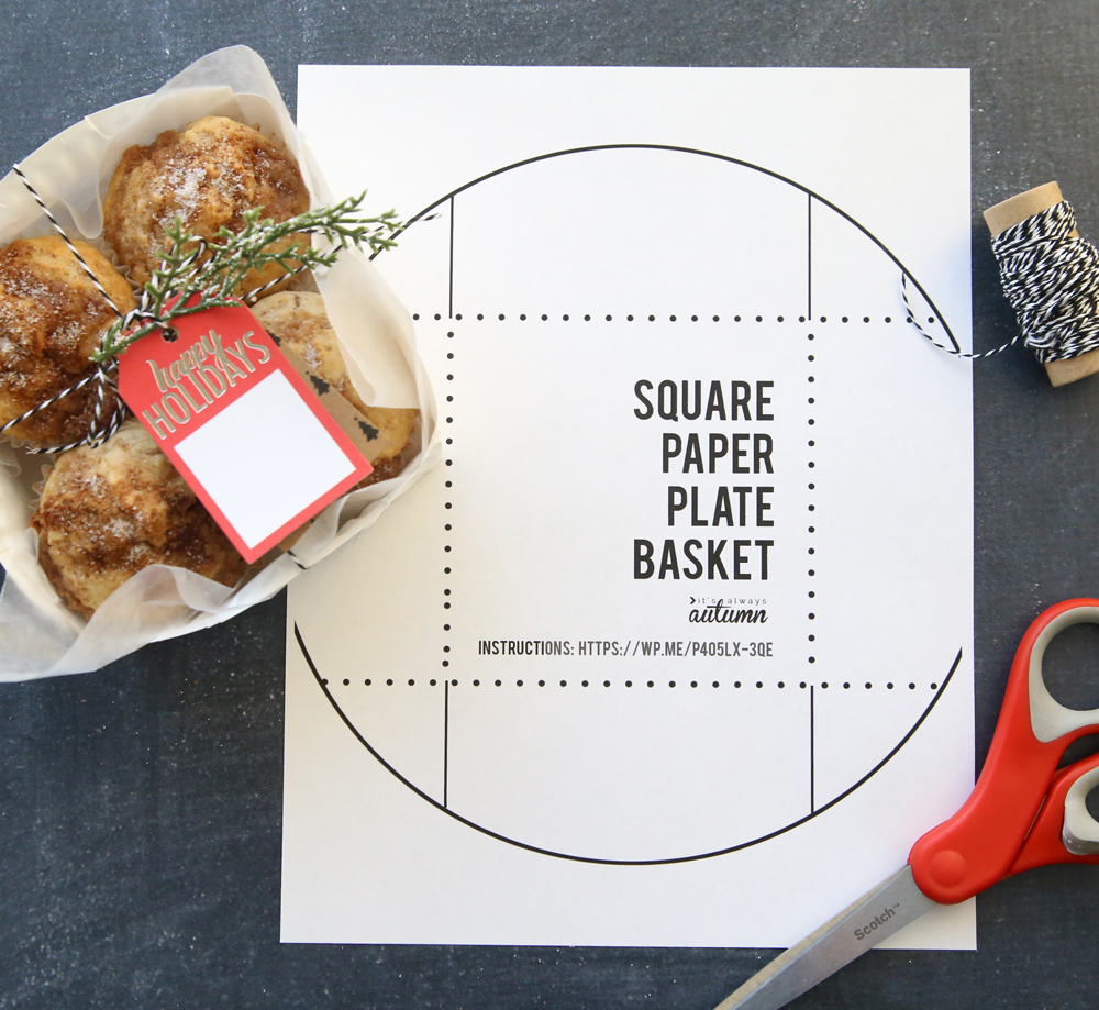 Square paper plate basket template