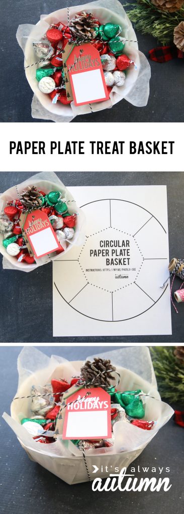 Circular paper plate basket template