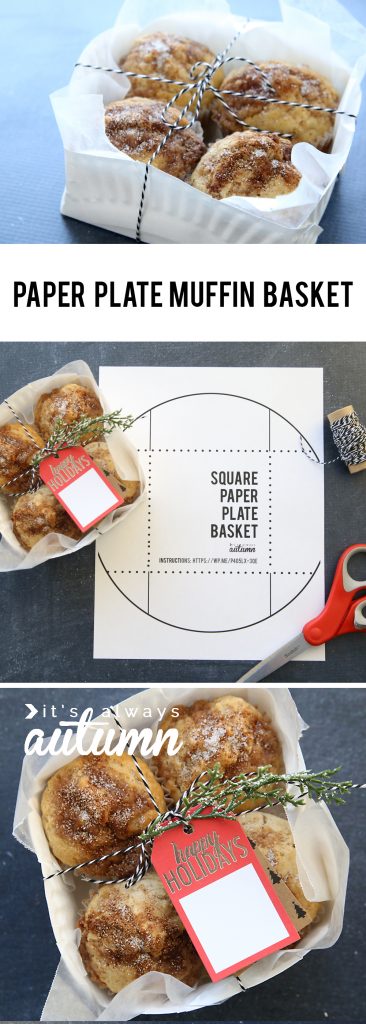 Paper plate muffin basket and template