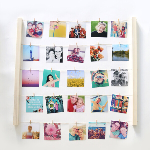 DIY clothespin photo display craft idea