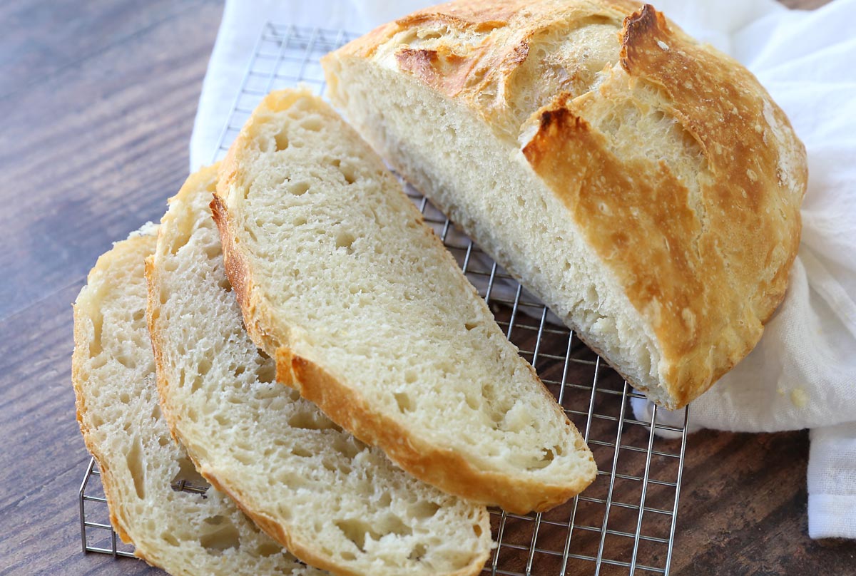 sliced loaf of artisan bread