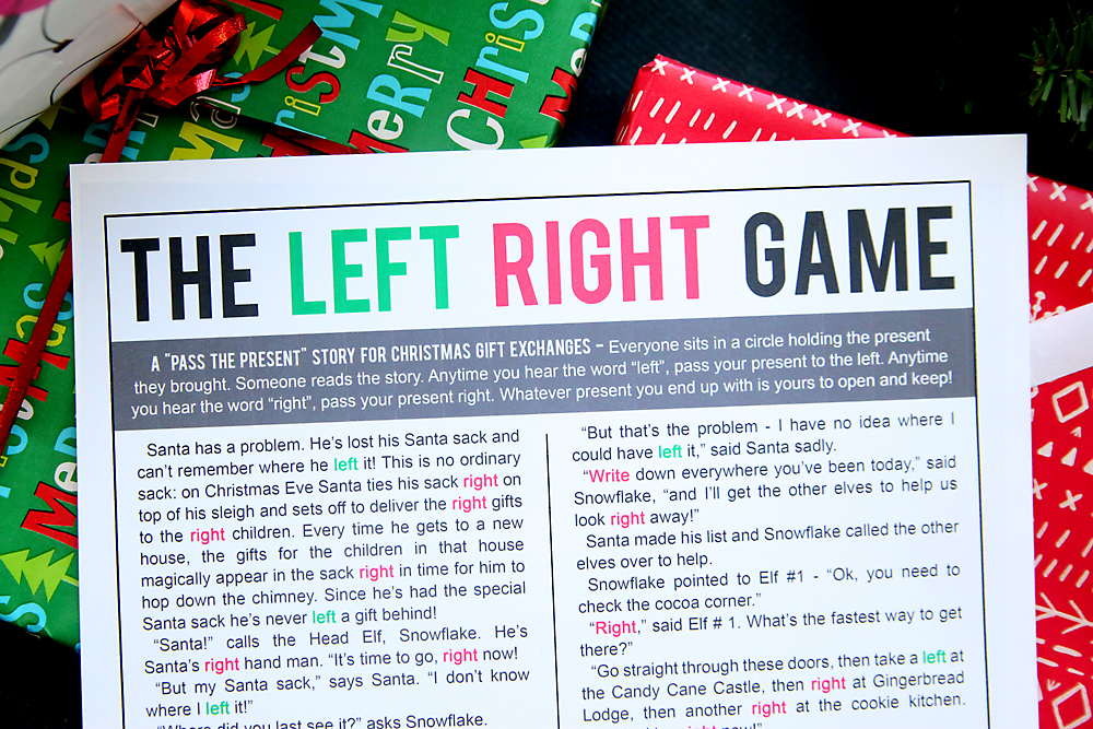 The Left Right Game printable story