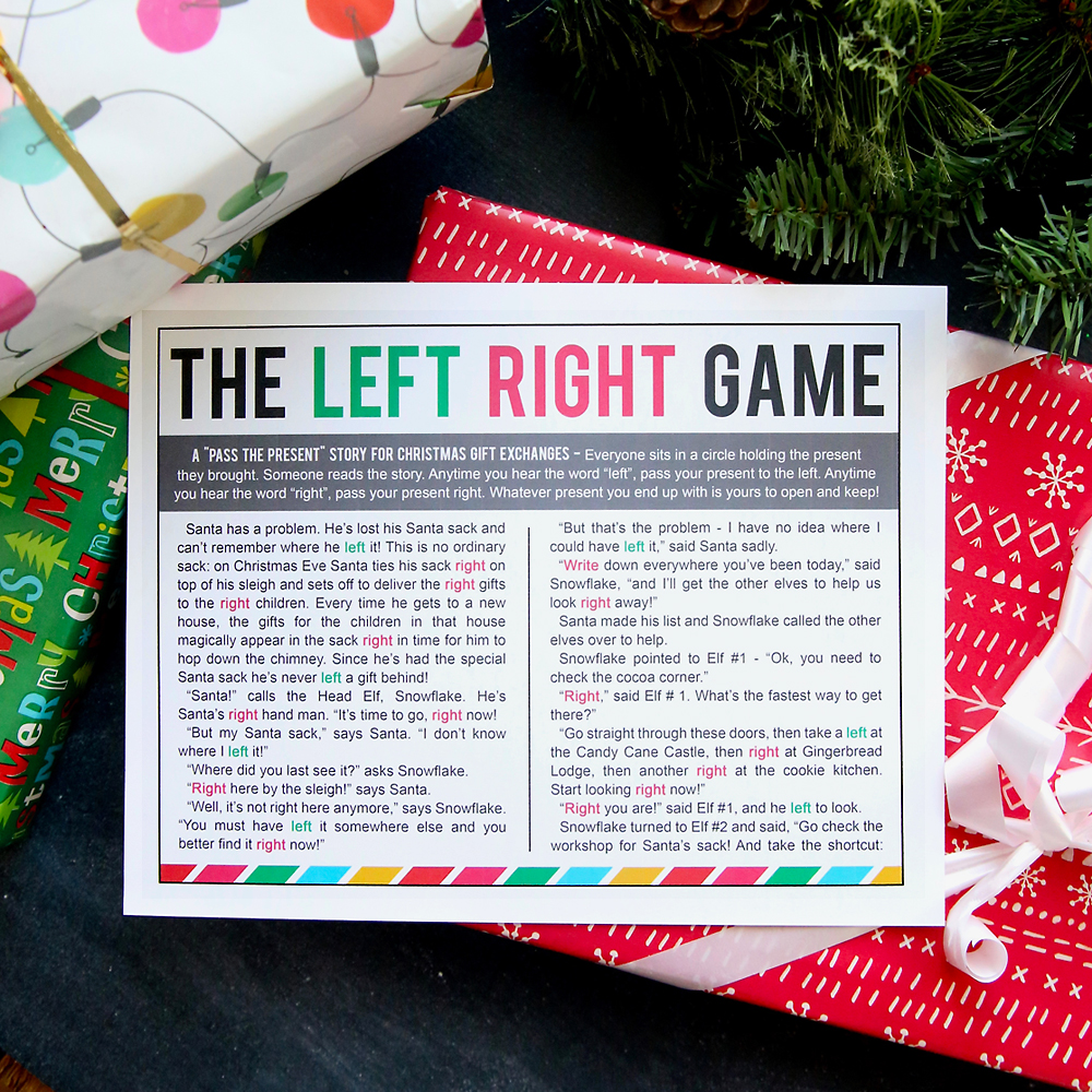 The Christmas Left Right Game W Printable Story It S Always Autumn