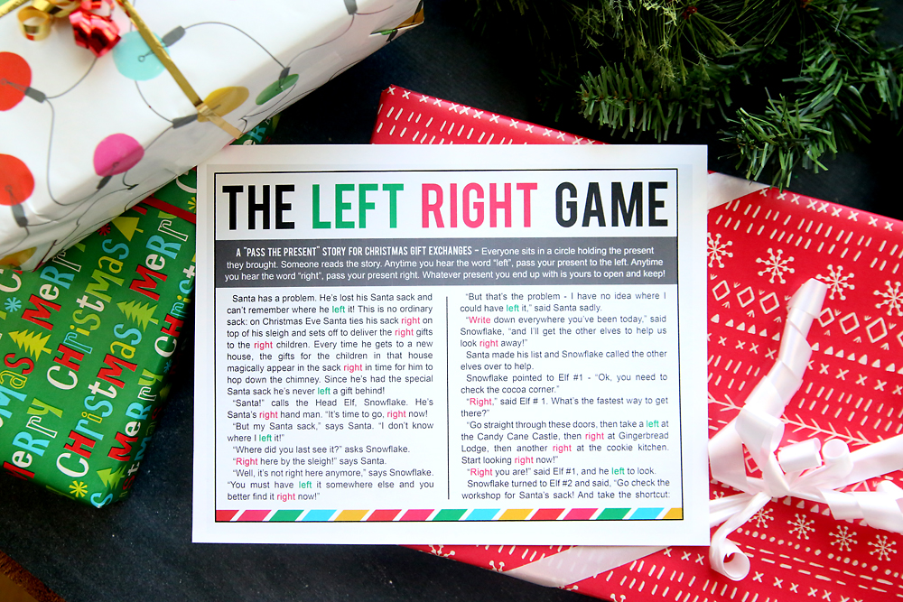 Ever played the left right game at your Christmas gift exchange? It's so much fun! No stealing presents from each other, so no one is disappointed!