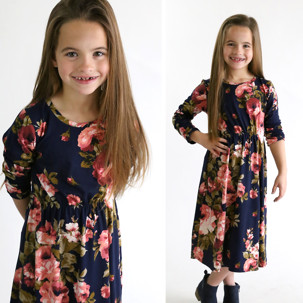 How to make a cute midi dress for a girl in any size without a pattern! Easy sewing tutorial.
