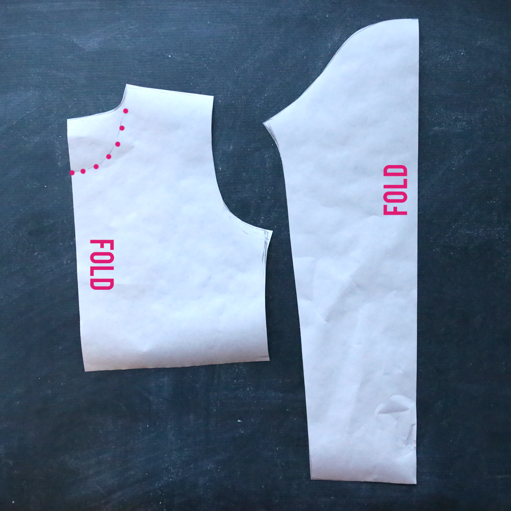 Shirt and sleeve pattern pieces
