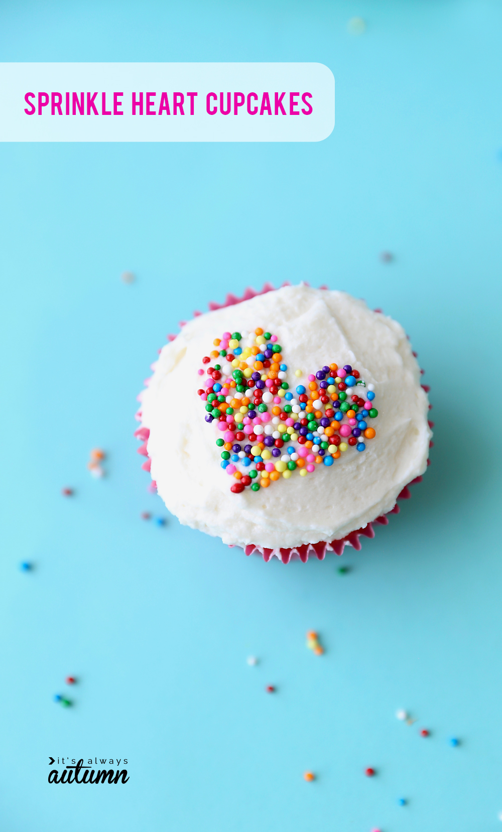 How to make cupcakes with sprinkles in a heart shape for Valentine's day.