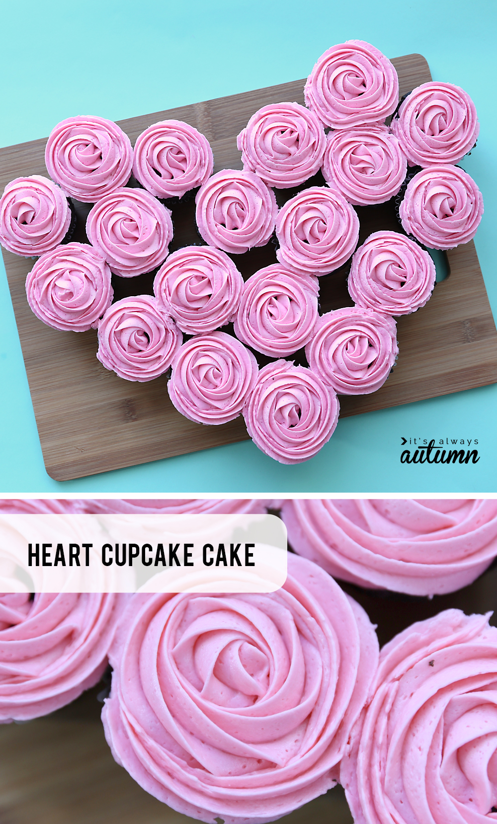 How to make a heart shaped cupcake pullapart cake for Valentine's Day! Easy Valentines treat.