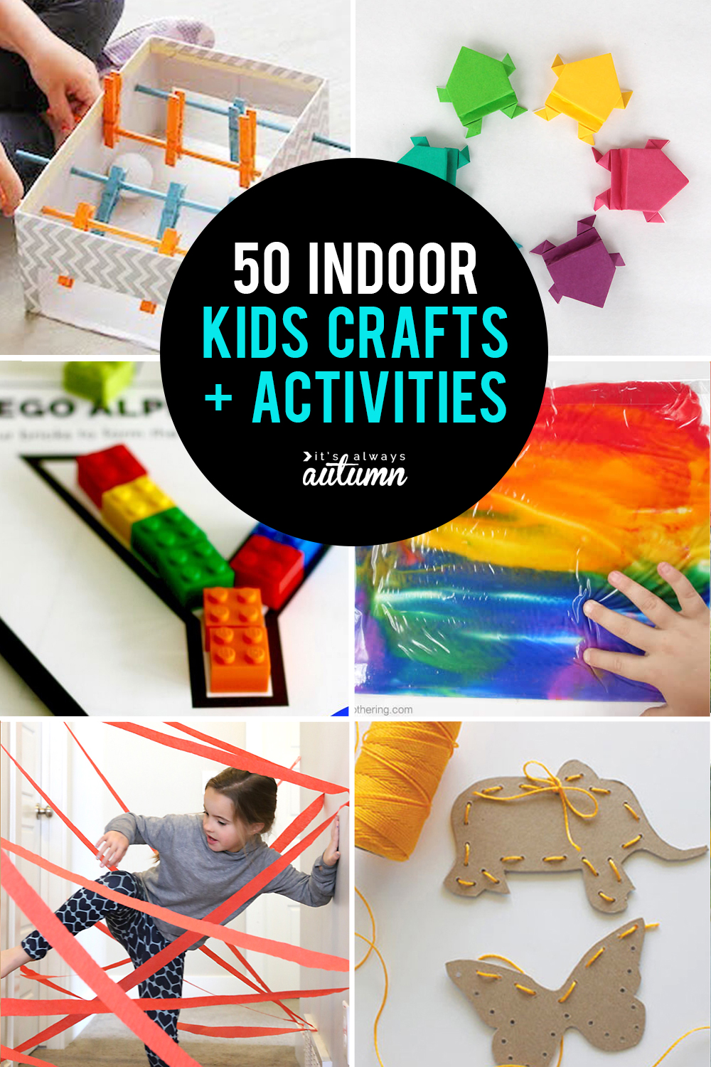 50 fun kids crafts and activities you can do indoors! Easy indoor fun for kids.